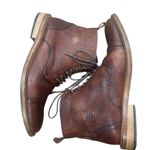 Taft brown rome pebbled leather ankle boots size 41 women’s 10 lace up chukka - Picture 3 of 7